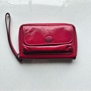 Coach Fuchsia Leather Wristlet Wallet